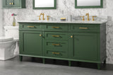 72 Vogue Green Double Single Sink Vanity Cabinet With Carrara White Top