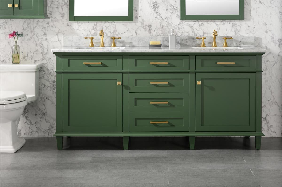 72 Vogue Green Double Single Sink Vanity Cabinet With Carrara White Top