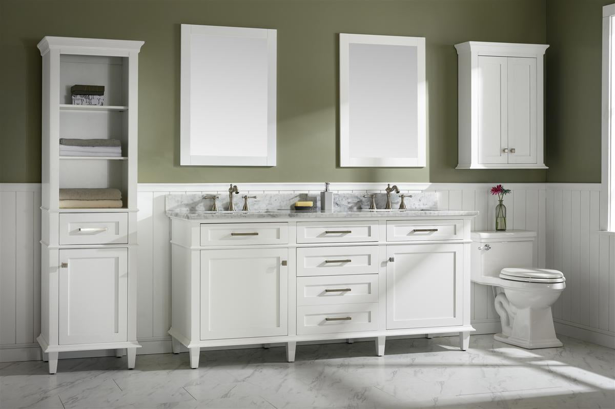 72 White Double Single Sink Vanity Cabinet With Carrara White Top