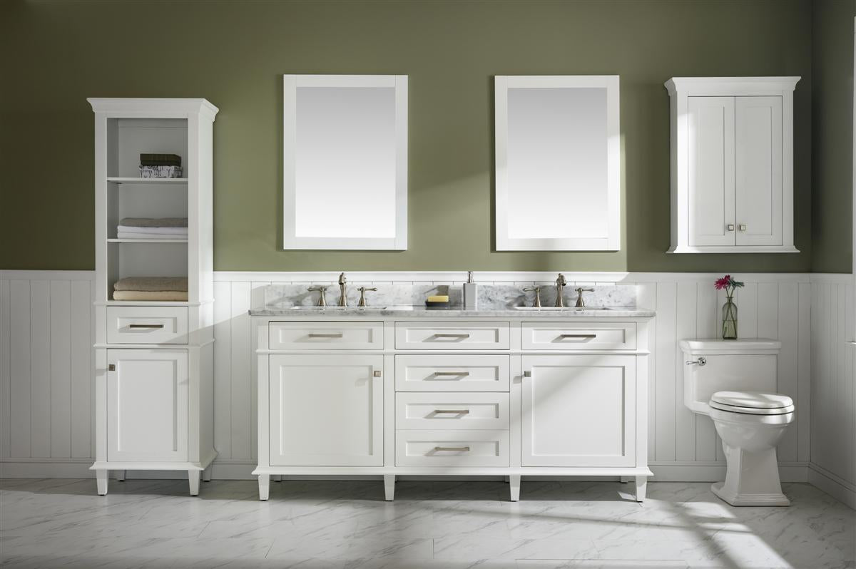 72 White Double Single Sink Vanity Cabinet With Carrara White Top