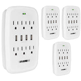 5 Core 4 Pieces 6 Outlet Extender 900J Surge Protector With 4 Usb Charger Port Wall Adapter Wms 6S 4Usb 4Pcs