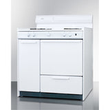 36 Wide Gas Range In White With Open Burners, Storage Compartment, And Spark Ignition