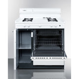36 Wide Gas Range In White With Open Burners, Storage Compartment, And Spark Ignition
