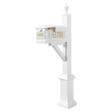 Westhaven System With Lewiston Mailbox, (3 Cast Plates) Square Base & Urn Finial In (White)