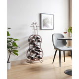 Flamenco Bronze Metal Free Standing 19 Bottle Wine Rack With Stemware Holders