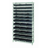 Bin Wire Shelving System, 36W X 24D X 74H Overall Size, 800 Lb. Capacity Per Shelf, Includes: (12) Wire Shelves, (4) Posts, And