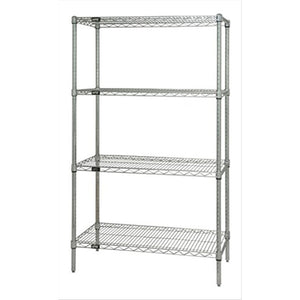 Wire Shelving Starter Kit, 42W X 18D X 54H, 600 - 800 Lb. Capacity, Includes (4) Wire Shelves And (4) Posts, Chrome Plated Finis