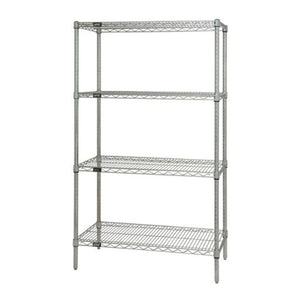 Wire Shelving Starter Kit, 60W X 18D X 54H, 600 - 800 Lb. Capacity, Includes (4) Wire Shelves And (4) Posts, Chrome Plated Finis