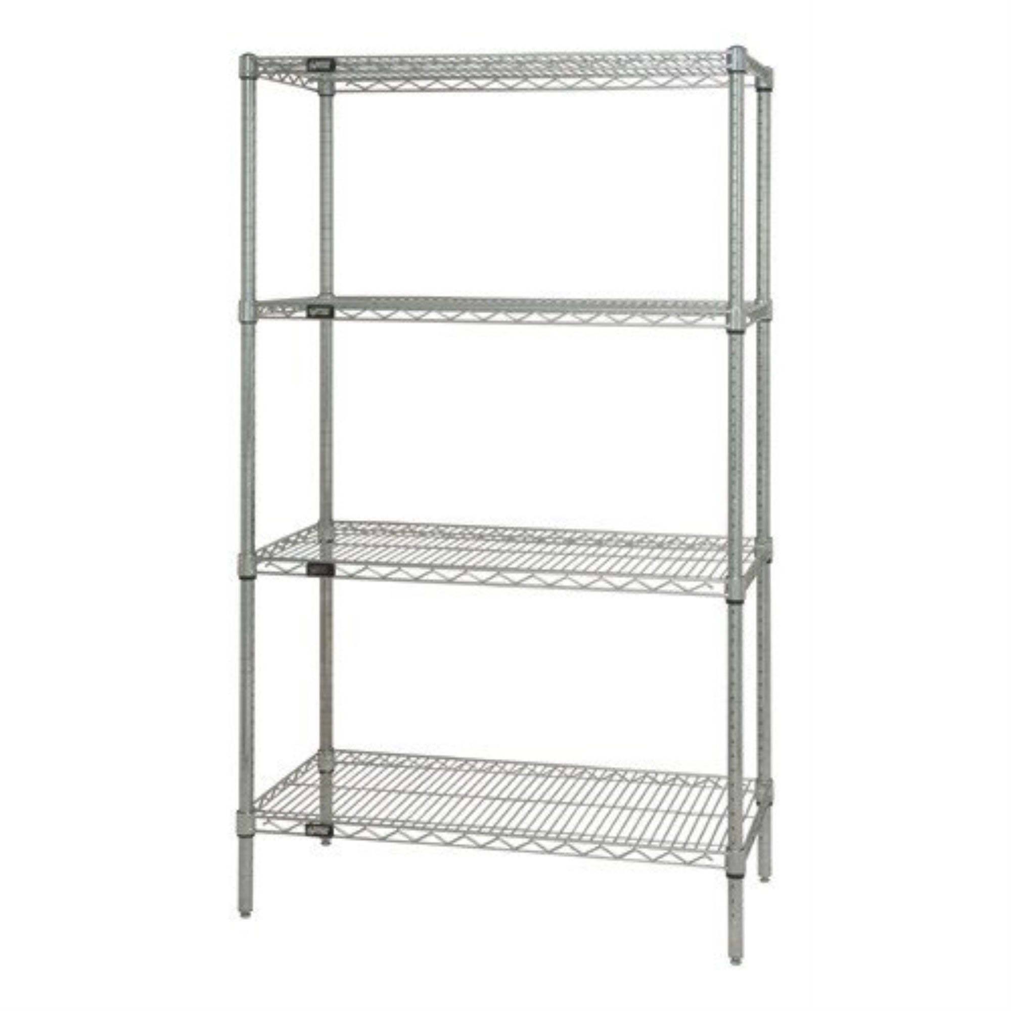 Wire Shelving Starter Kit, 30W X 21D X 54H, 600 - 800 Lb. Capacity, Includes (4) Wire Shelves And (4) Posts, Chrome Plated Finis