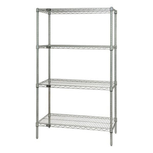 Wire Shelving Starter Kit, 30W X 21D X 54H, 600 - 800 Lb. Capacity, Includes (4) Wire Shelves And (4) Posts, Chrome Plated Finis