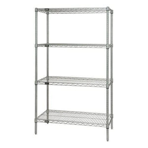 Wire Shelving Starter Kit, 48W X 21D X 54H, 600 - 800 Lb. Capacity, Includes (4) Wire Shelves And (4) Posts, Chrome Plated Finis