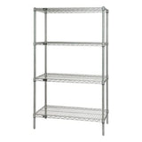 Wire Shelving Starter Kit, 48W X 21D X 54H, 600 - 800 Lb. Capacity, Includes (4) Wire Shelves And (4) Posts, Chrome Plated Finis