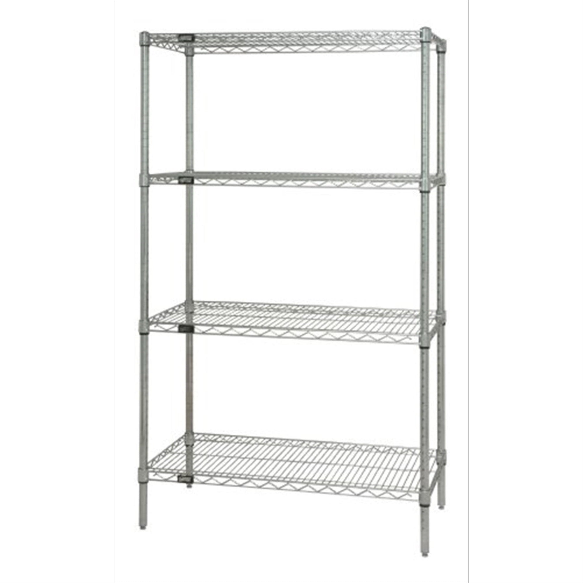 Wire Shelving Starter Kit, 48W X 24D X 54H, 600 - 800 Lb. Capacity, Includes (4) Wire Shelves And (4) Posts, Chrome Plated Finis