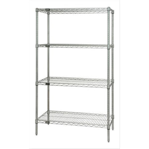 Wire Shelving Starter Kit, 48W X 24D X 54H, 600 - 800 Lb. Capacity, Includes (4) Wire Shelves And (4) Posts, Chrome Plated Finis
