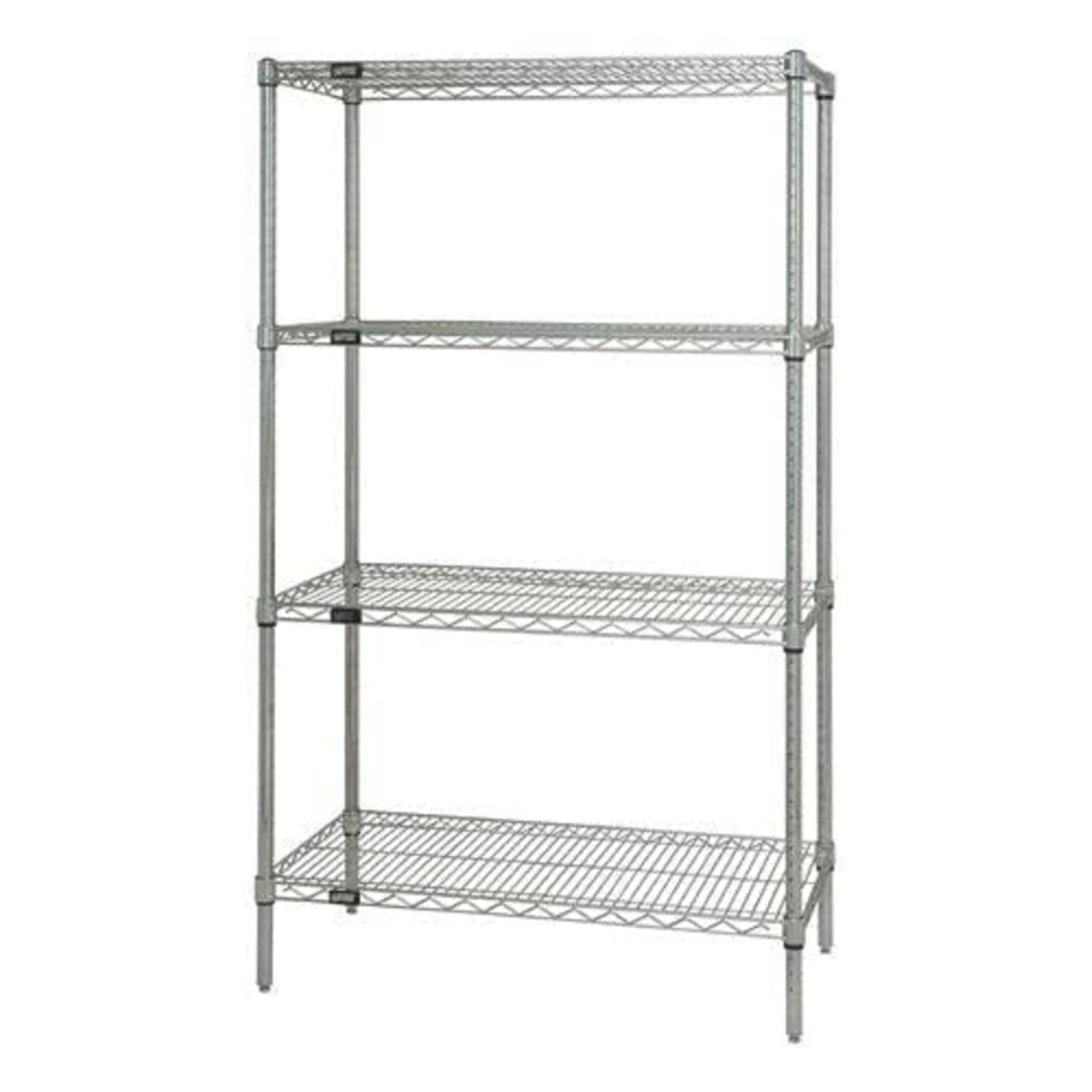 Wire Shelving Starter Kit, 42W X 30D X 54H, 600 - 800 Lb. Capacity, Includes (4) Wire Shelves And (4) Posts, Chrome Plated Finis