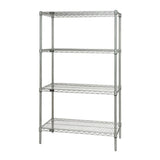 Wire Shelving Starter Kit, 36W X 36D X 54H, 600 - 800 Lb. Capacity, Includes (4) Wire Shelves And (4) Posts, Chrome Plated Finis