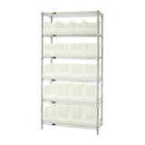 Bin Wire Shelving System, 36L X 18D X 74H, 800 Lbs Load Capacity Per Shelf, Includes: (6) Shelves And (20) Qus265 Clear Containe
