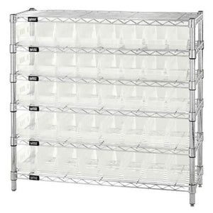 Bin Wire Shelving System, 36W X 12D X 36H Overall Size, 800 Lb. Capacity Per Shelf, Includes: (6) Wire Shelves, (4) Posts, (40)