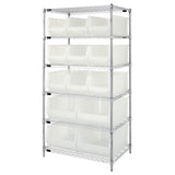 Bin Wire Shelving System, 36W X 24D X 74H Overall Size, 800 Lb. Capacity Per Shelf, Includes: (6) Wire Shelves, (4) Posts, (9) Q