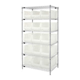 Bin Wire Shelving System, 36W X 24D X 74H Overall Size, 800 Lb. Capacity Per Shelf, Includes: (6) Wire Shelves, (4) Posts, And (