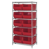 Bin Wire Shelving System, 36W X 30D X 74H Overall Size, 800 Lb. Capacity Per Shelf, Includes: (6) Wire Shelves, (4) Posts And (1