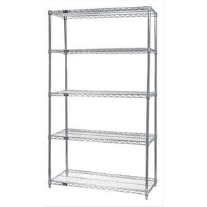 Wire Shelving Starter Kit, 24W X 18D X 63H, 600 - 800 Lb. Capacity, Includes (4) Wire Shelves And (4) Posts, Chrome Plated Finis