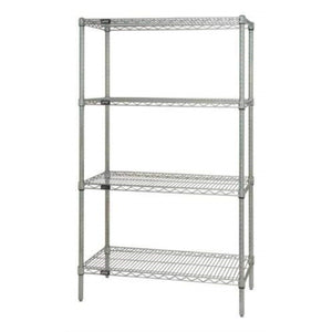 Wire Shelving Starter Kit, 36W X 18D X 63H, 600 - 800 Lb. Capacity, Includes (4) Wire Shelves And (4) Posts, Chrome Plated Finis
