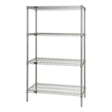 Wire Shelving Starter Kit, 36W X 18D X 63H, 600 - 800 Lb. Capacity, Includes (4) Wire Shelves And (4) Posts, Chrome Plated Finis