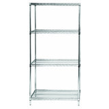 Wire Shelving Starter Kit, 72W X 21D X 63H, 600 - 800 Lb. Capacity, Includes (4) Wire Shelves And (4) Posts, Chrome Plated Finis