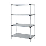 Solid Shelving Starter Kit, 36W X 24D X 63H, 300 - 600 Lb. Capacity, Includes (4) Solid Shelves And (4) Posts, Galvanized Steel,