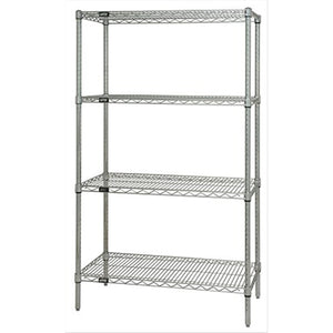 Wire Shelving Starter Kit, 60W X 24D X 63H, 600 - 800 Lb. Capacity, Includes (4) Wire Shelves And (4) Posts, Chrome Plated Finis