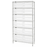 Bin Wire Shelving System, 36W X 12D X 74H Overall Size, 800 Lb. Capacity Per Shelf, Includes: (7) Wire Shelves, (4) Posts, And (