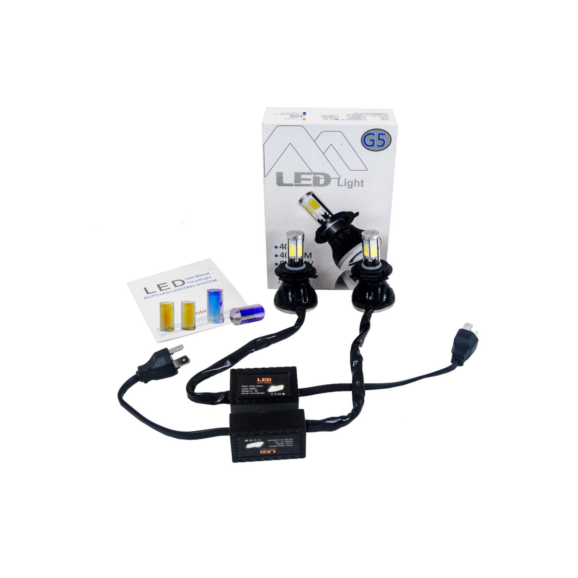 (W) H4 Hi/Lo Auto Cree Led Headlight Kit By Oz-Usa 40W 4-Sided Led Dual Beam 4000Lm Xenon White 6000K