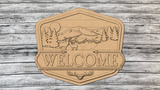 Welcome Hunting Deer Mountain Door Hanger DIY Unfinished Kit