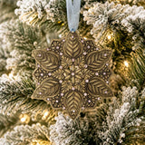 Snow Crystal Winter Greens Ornament (Bronze)