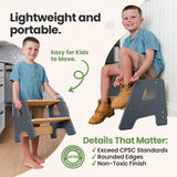 2-Step Wooden Stool for Toddlers(Step Stool for Children Ages 2+)