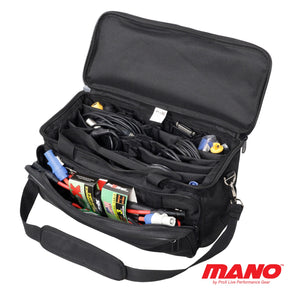 Mano Utility Carry Hand Bag Organizer With Dividers For Cables, Led Lighting, Tools, Mics, And Accessories.