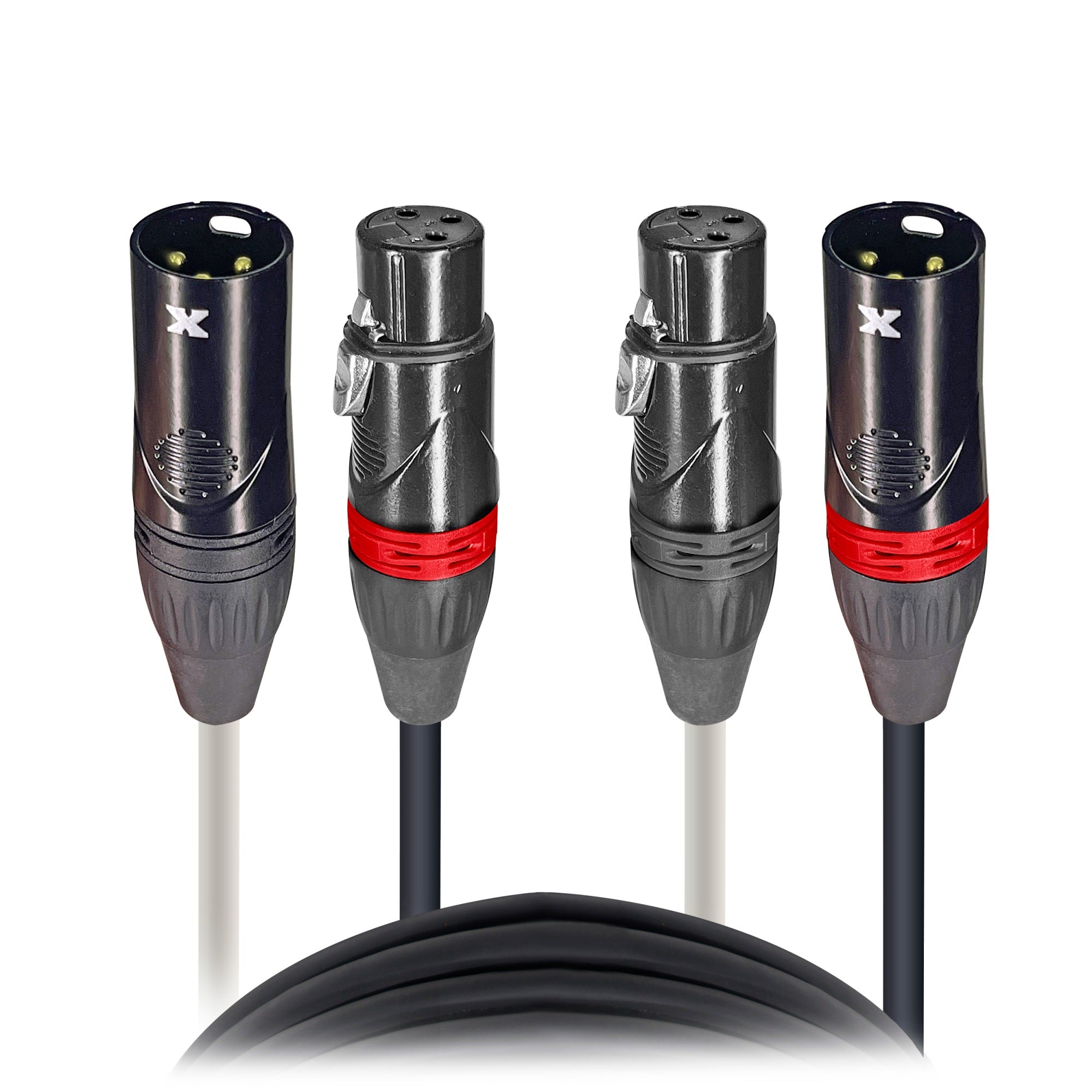 75' Ft High Performance Dual Xlr-M To Dual Xlr-F Audio Cable