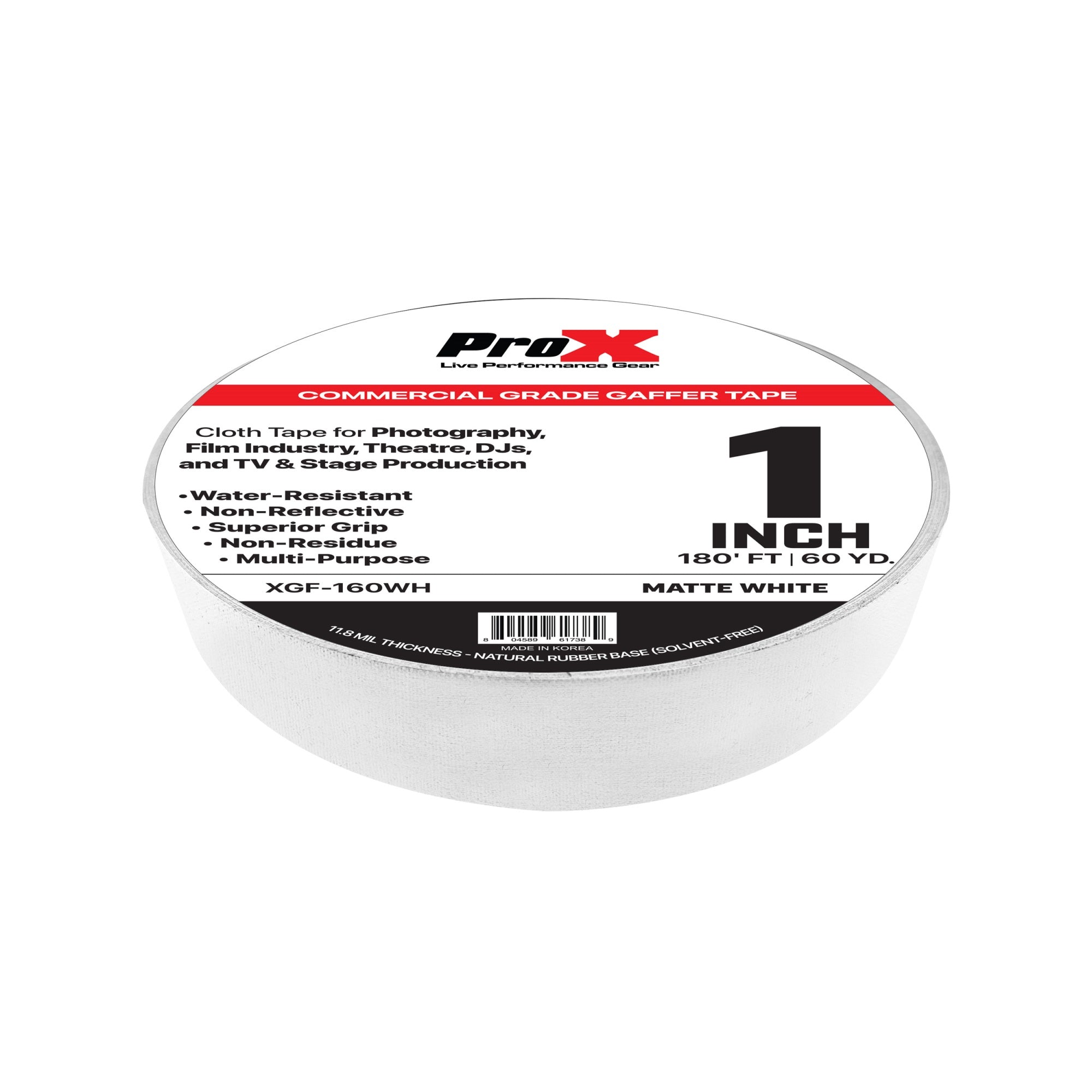 1 Inch 180Ft 60Yd Matte White Commercial Grade Gaffer Tape Pros Choice Non-Residue