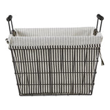 Dii Asst Farmhouse Black Wire Black/White Ticking Stripe Liner Basket Set/2
