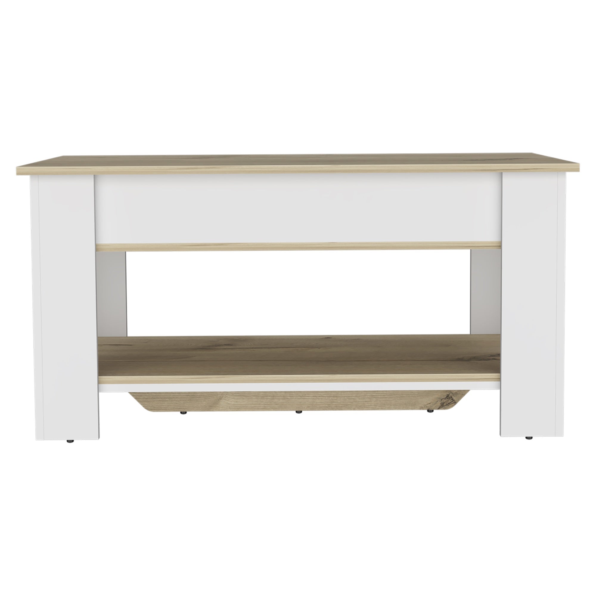 Tuhome Austin Storage Table, Internal Storage, One Flexible Table Shelf, Four Legs, Low Shelf-Light Oak/White, For Bedroom