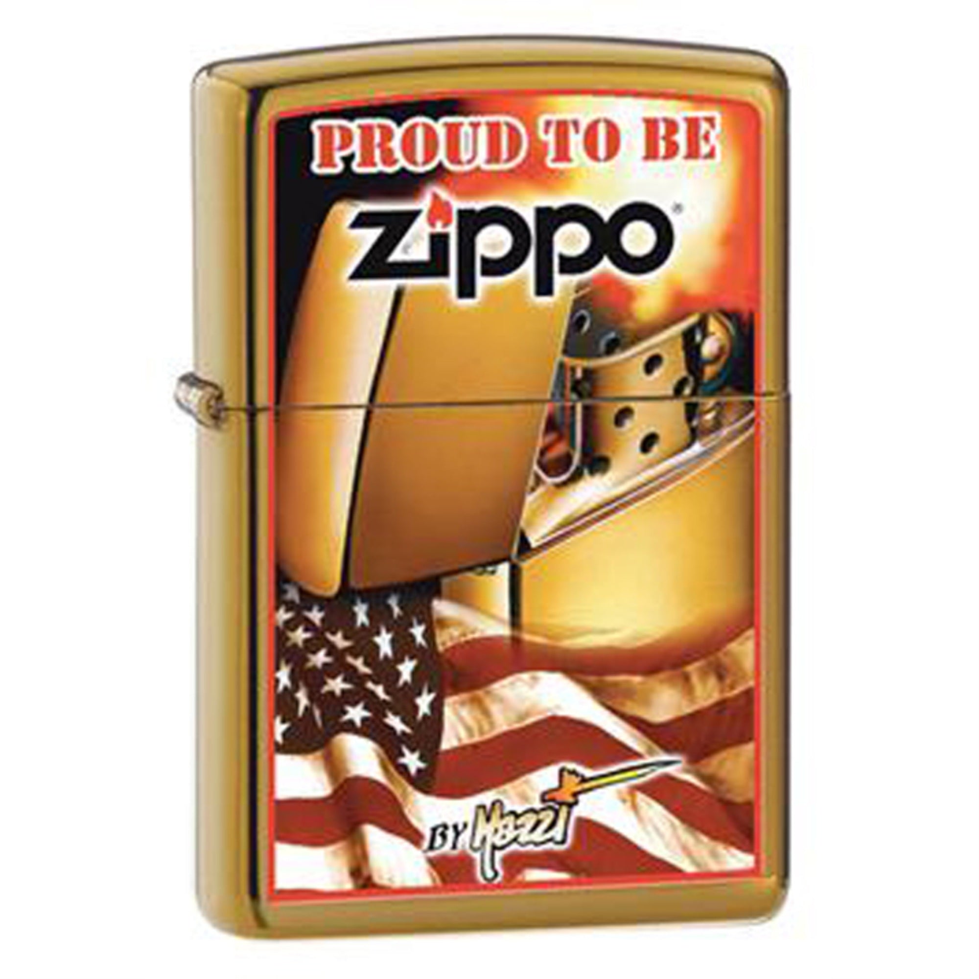 204Bci000128 - Zippo Procut 204B Brush Brass / Ci000128-Mazzi Zippo Flag