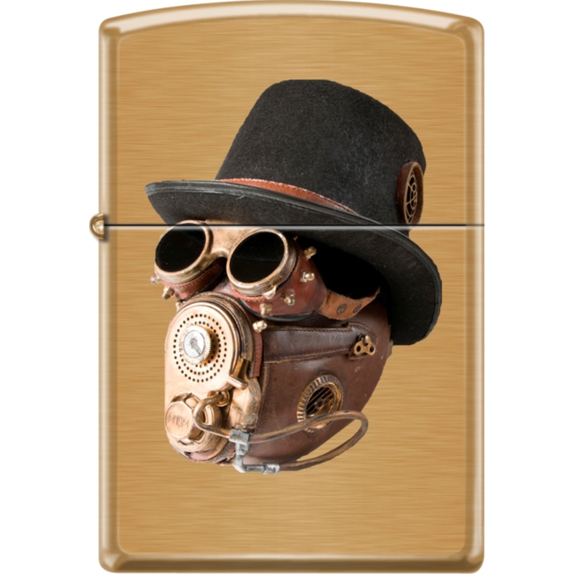 204Bci018407 - Zippo Procut Brushed Brass Steampunk Hat Goggle Mask