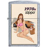 2023 Zippo Custom Vintage Pin Up 1970 Satin Chrome