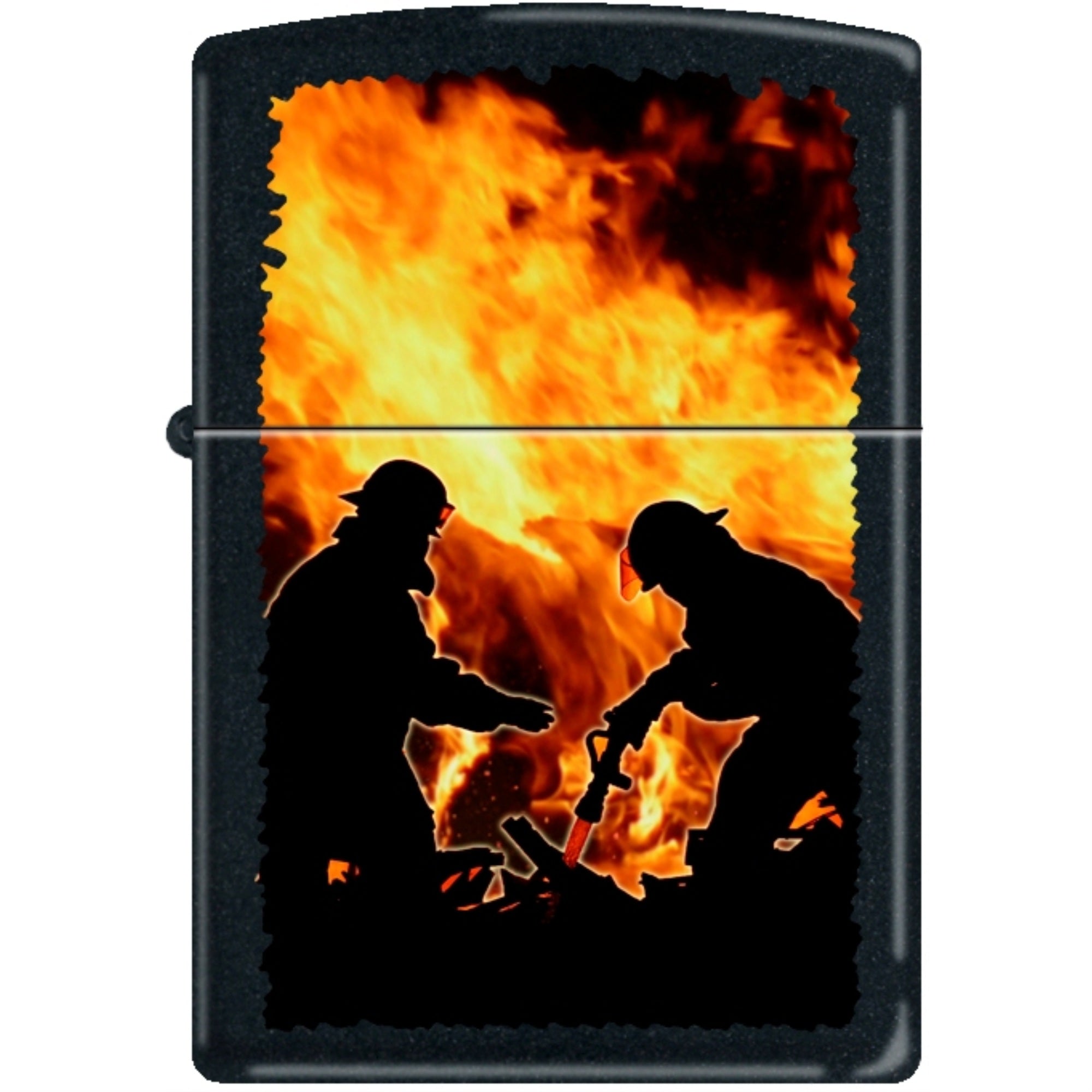 218Ci010229 - Zippo Procut 218 Black Matte-Firemen Silhouettes