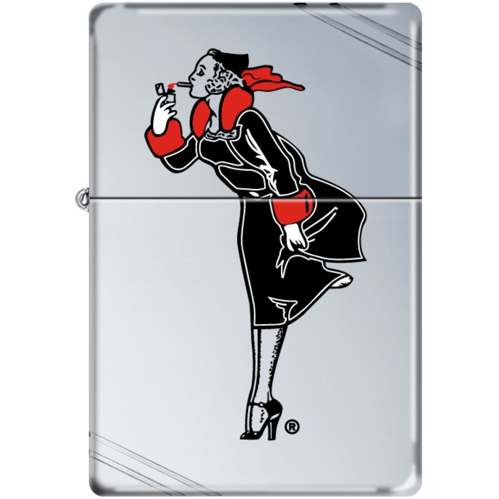 260Ci011877 - Zippo Procut Windy Girl -Black Vintage High Polish Chrome
