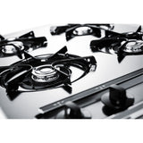 24 Wide Open Burner Gas Cooktop In Brushed Chrome With Spark Ignition