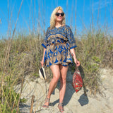Aanya Adjustable Short Kaftan – Boho Kaftan Tunic Made from Reclaimed Sari