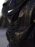Lace Up Leather Bomber Jacket