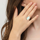 Abstract Green Chrysoprase and Golden Ring